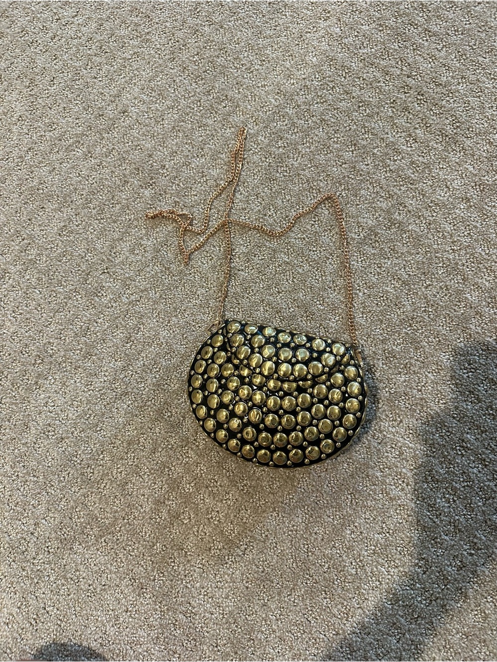 Gold-Studded Black Crossbody with Chain Strap - NWOT